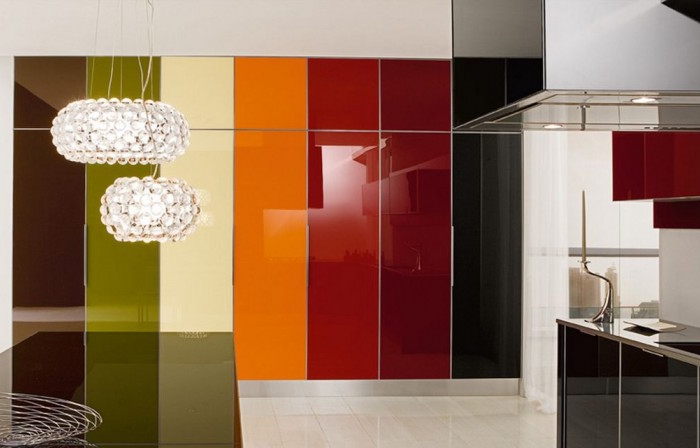 Back painted glass kitchen sales cabinets