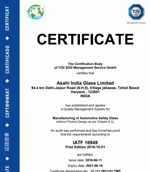 AIS Glass IATF Award Bawal